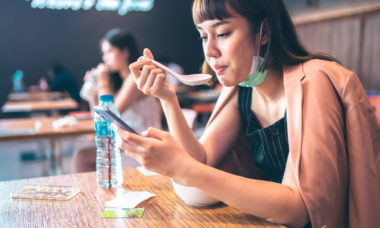 WOMAN HAVING SOUP